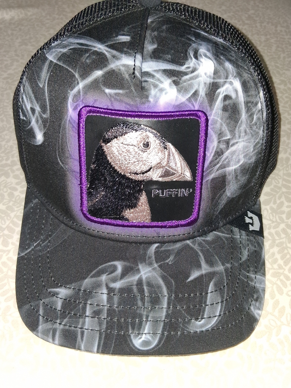 Goorin Bros Puffin Patch Trucker Cap - Black and Purple